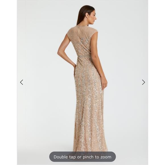 Mac Duggal Women's 5619 Plus Size 20 Nude Beige Beaded Sequin Gown Formal Dress - Picture 2 of 16